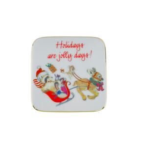 Enesco Holidays Are Jolly Days Trinket Box 1984 Porcelain A Christmas Keepsake